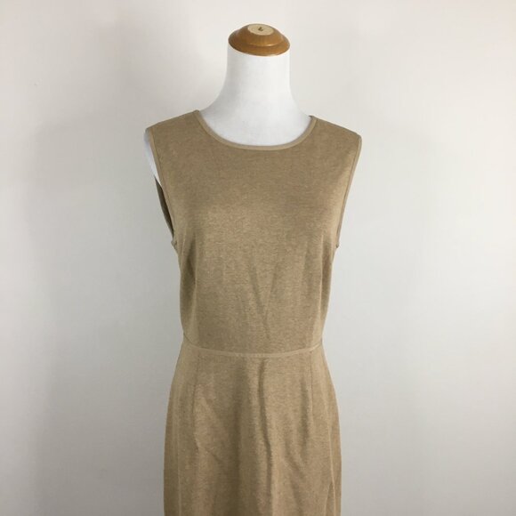 TRINA TURK Beige/Caramel Silk Trim Sleeveless Lined Sheath/Shift Dress - Picture 5 of 8